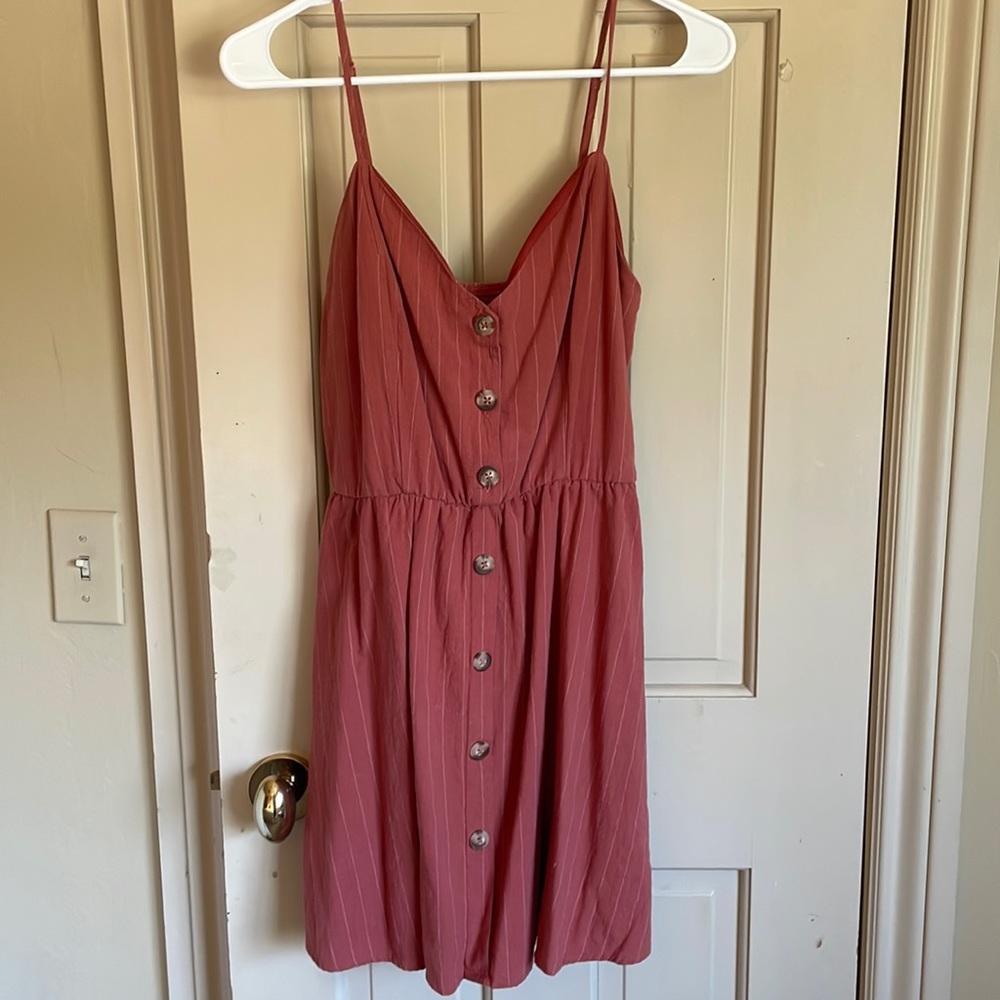 Maroon Striped Mini Dress